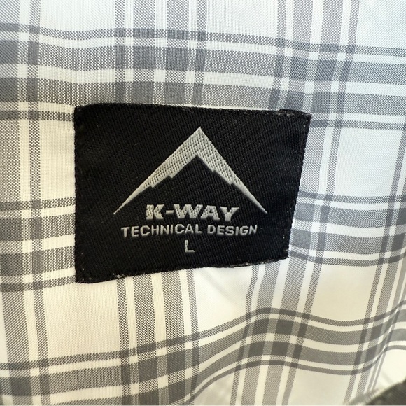 K-WAY Tech Men's Gray Plaid Long Sleeve Button-Up Shirt Size L Casual Collared - Picture 5 of 12